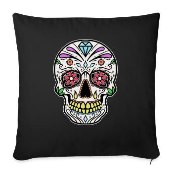 Mexicaines crâne Dia de los Muertos jour - Housse de coussin décorative 45 x 45 cm - noir - Devant