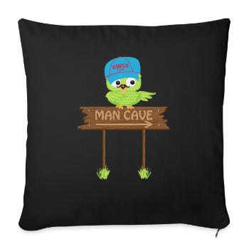 Owl MAN CAVE - Sofa pillowcase 17,3'' x 17,3'' (45 x 45 cm) - black - Front