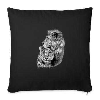 lion et lionne - Housse de coussin décorative 45 x 45 cm - noir - Devant