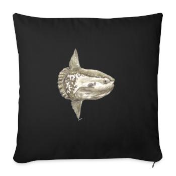 Mola mola sunfish for fishermen, divers - Sofa pillowcase 17,3'' x 17,3'' (45 x 45 cm) - black - Front