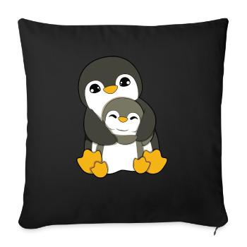 Penguin Hugging - Sofa pillowcase 17,3'' x 17,3'' (45 x 45 cm) - black - Front