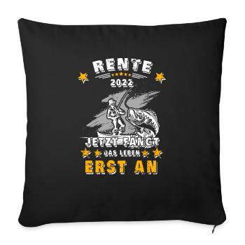Rente und Angler - Sofakissenbezug 45 x 45 cm - Schwarz - Vorne