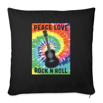 Hippie Peace Love Rock N Roll Vintage Hippie Retro - Sofakissenbezug 45 x 45 cm - Schwarz - Vorne