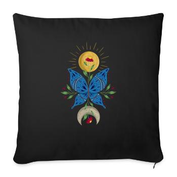 Blue Butterfly | Sun and Moon | Nature - Sofa pillowcase 17,3'' x 17,3'' (45 x 45 cm) - black - Front