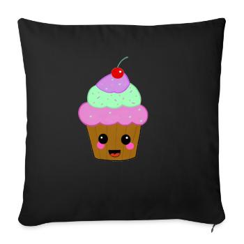 Muffin mit rosa Wangen - Sofakissenbezug 45 x 45 cm - Schwarz - Vorne