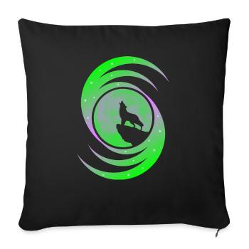 Le loup hurlant à la Lune dans la galaxie - Vert - Housse de coussin décorative 45 x 45 cm - noir - Devant