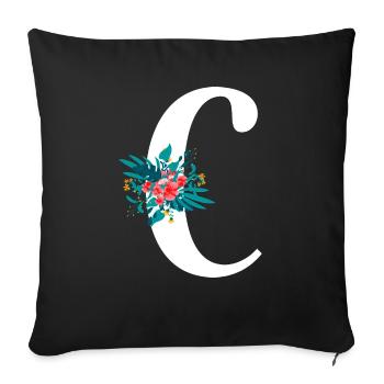 letter C flowery - Sofa pillowcase 17,3'' x 17,3'' (45 x 45 cm) - black - Front
