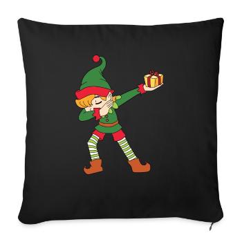 Dabbing Elf avec cadeau - Housse de coussin décorative 45 x 45 cm - noir - Devant