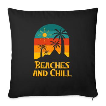 Beaches and Chill Summer Trip Vacation Tropical - Sofa pillowcase 17,3'' x 17,3'' (45 x 45 cm) - black - Front