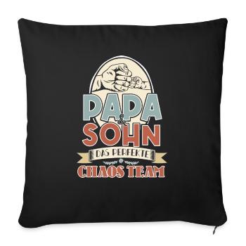 Papa & Sohn, Perfekte Chaos Team - Sofakissenbezug 45 x 45 cm - Schwarz - Vorne