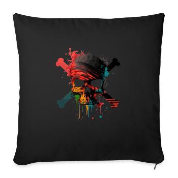 Skull and Bones Pirate - Sofa pillowcase 17,3'' x 17,3'' (45 x 45 cm) - black - Front