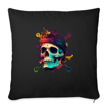 Skull and bones pirate - Sofa pillowcase 17,3'' x 17,3'' (45 x 45 cm) - black - Front
