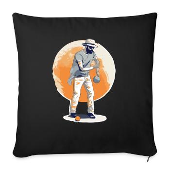 Le joueur de pétanque - Housse de coussin décorative 45 x 45 cm - noir - Devant