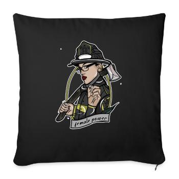 Firefighter // Oldschool // Illustration - Sofa pillowcase 17,3'' x 17,3'' (45 x 45 cm) - black - Front