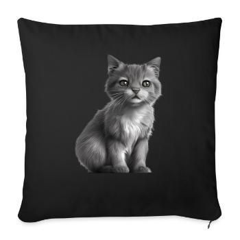 British Shorthair Cat Cat Kitten Cats - Sofa pillowcase 17,3'' x 17,3'' (45 x 45 cm) - black - Front