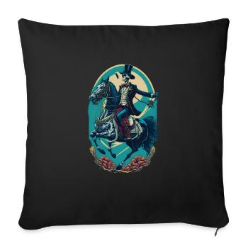 Squelette en costume chevauche cheval cool bande dessinée - Housse de coussin décorative 45 x 45 cm - noir - Devant