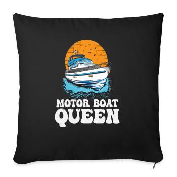 Pontoon Queen Motorboating Boat Parade Motor Boat - Sofa pillowcase 17,3'' x 17,3'' (45 x 45 cm) - black - Front