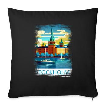 Stockholm Suède Suède Région nordique Scandinavie - Housse de coussin décorative 45 x 45 cm - noir - Devant