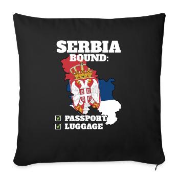 Serbie Bound Country Travel Vacances drapeau serbe - Housse de coussin décorative 45 x 45 cm - noir - Devant
