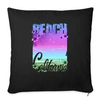 Vintage Flowers beach California retro garden USA - Sofa pillowcase 17,3'' x 17,3'' (45 x 45 cm) - black - Front