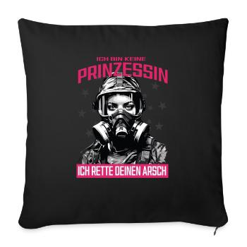 T-shirt princesse pompier - Housse de coussin décorative 45 x 45 cm - noir - Devant
