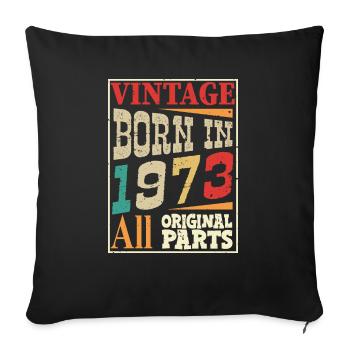 Vintage born in 1973 - Original parts - Housse de coussin décorative 45 x 45 cm - noir - Devant