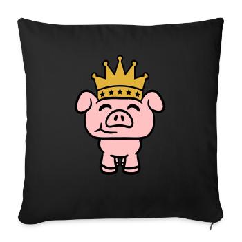 Pig King Queen Crown Prince Princess - Sofa pillowcase 17,3'' x 17,3'' (45 x 45 cm) - black - Front