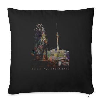 Berlin Alexanderplatz künstlerisches Design - Sofakissenbezug 45 x 45 cm - Schwarz - Vorne