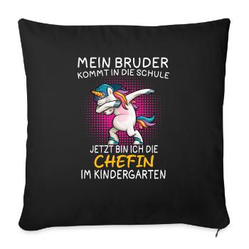 Mon frère commence l’école, maintenant c’est moi qui suis - Housse de coussin décorative 45 x 45 cm - noir - Devant