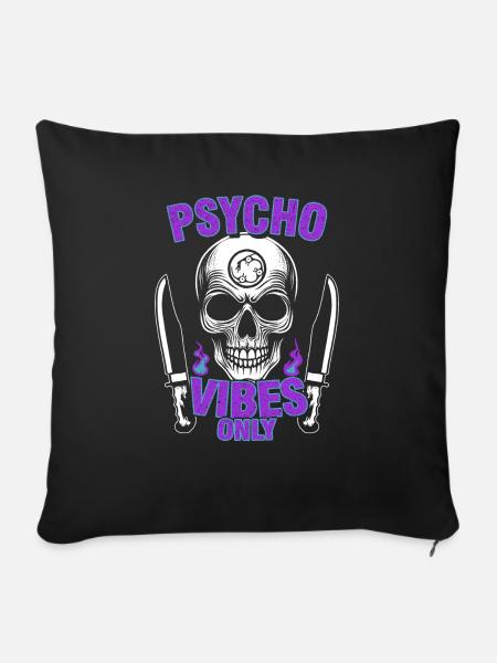 Psycho Vibes Schädel - Sofakissenbezug 45 x 45 cm - Schwarz