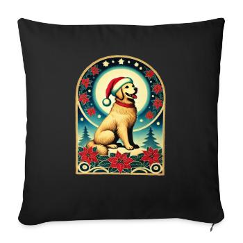 Christmas Golden Retriever - Sofa pillowcase 17,3'' x 17,3'' (45 x 45 cm) - black - Front