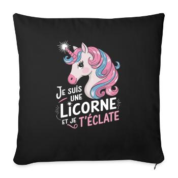 Je suis une licorne et je t'éclate - Housse de coussin décorative 45 x 45 cm - noir - Devant