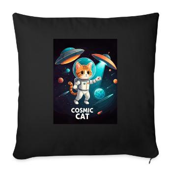 Cosmic Cat – Space Astronaut Cat - Sofa pillowcase 17,3'' x 17,3'' (45 x 45 cm) - black - Front