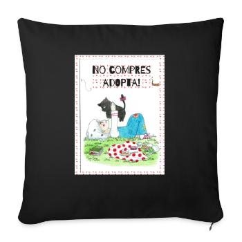 Adoptiere eine pelzige Familie - Sofakissenbezug 45 x 45 cm - Schwarz - Vorne