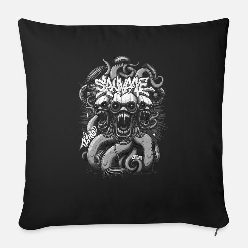 Wildes Monster tekno art Zewa - Sofakissenbezug 45 x 45 cm - Schwarz