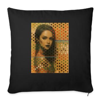 Italie femme pop art point omikly portrait graff - Housse de coussin décorative 45 x 45 cm - noir - Devant