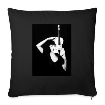 Pierrot avec violon - Housse de coussin décorative 45 x 45 cm - noir - Devant
