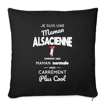 Maman Alsacienne comme maman normale plus cool - Housse de coussin décorative 45 x 45 cm - noir - Devant