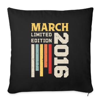Mars 2016 - Cadeau anniversaire Mars 2016 Mars - Housse de coussin décorative 45 x 45 cm - noir - Devant