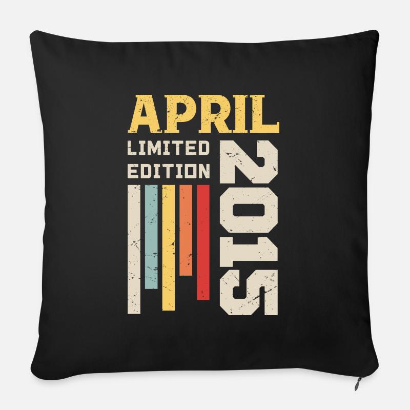 April 2015 - Geburtstagsgeschenk April 2015 April - Sofakissenbezug 45 x 45 cm - Schwarz