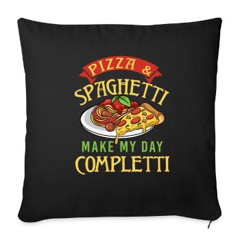 Pizza et Spaghetti Make Me Completti Pâtes Cuisine - Housse de coussin décorative 45 x 45 cm - noir - Devant