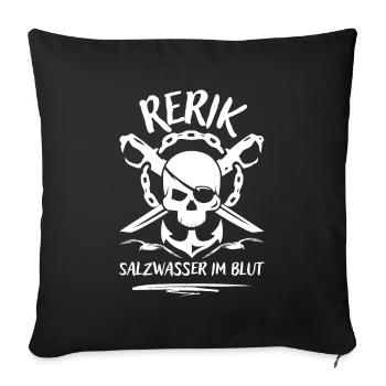 Rerik-Salzwasser im Blut-Ostseebad Rerik - Sofakissenbezug 45 x 45 cm - Schwarz - Vorne
