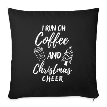 I run for coffee & christmas cheer - Sofa pillowcase 17,3'' x 17,3'' (45 x 45 cm) - black - Front