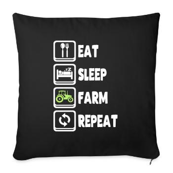 Eat Sleep Farm Repeat - Housse de coussin décorative 45 x 45 cm - noir - Devant