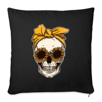 Foulard squelette crâne de tournesol Halloween - Housse de coussin décorative 45 x 45 cm - noir - Devant