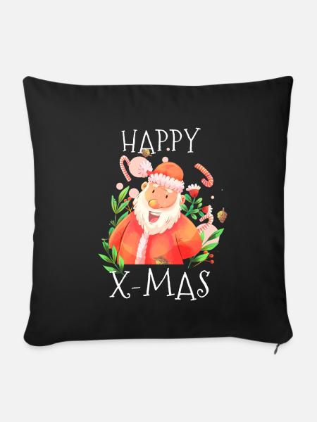 Happy Xmas - Sofakissenbezug 45 x 45 cm - Schwarz