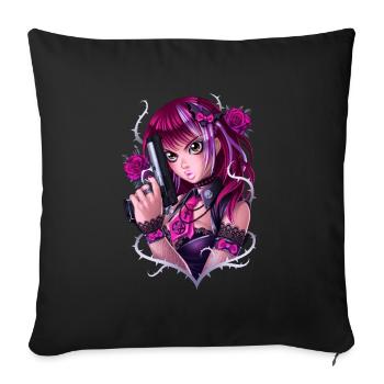 Guns and Roses Girl - Sofa pillowcase 17,3'' x 17,3'' (45 x 45 cm) - black - Front