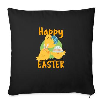 Frohe Ostern Happy Easter - Sofa pillowcase 17,3'' x 17,3'' (45 x 45 cm) - black - Front