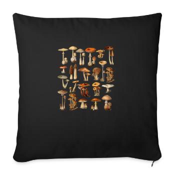 Mushroom Mycology Goblincore Dark Academia - Sofa pillowcase 17,3'' x 17,3'' (45 x 45 cm) - black - Front