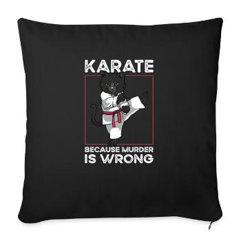 Karate Kostüm Gi Katze Training Lustig - Sofakissenbezug 45 x 45 cm - Schwarz - Vorne